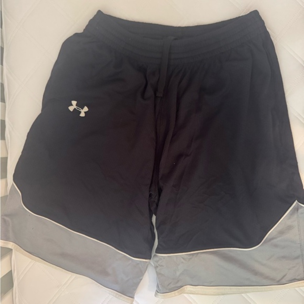 Under Armour Black and Gray Athletic Shorts with Elastic Waistband